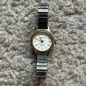 Caravelle women’s vintage dainty two tone gold‎ electroplated bracelet watch